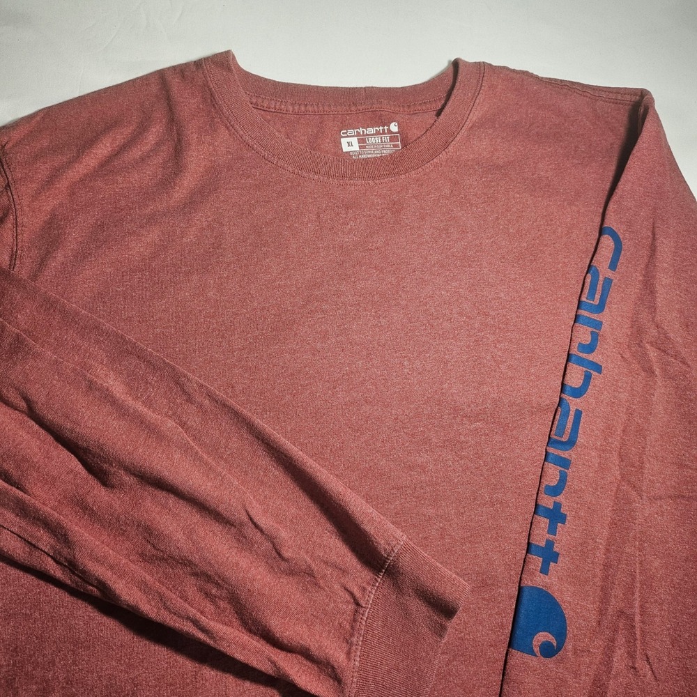 Carhartt Mens Loose Fit Long Sleeve Graphic T-Shirt XL Red Clay TK0231-M